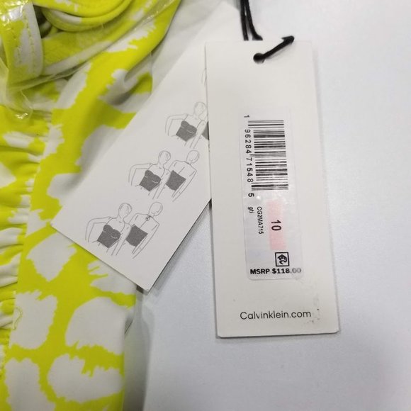 Calvin Klein Printed Tummy Control One Piece Swimsuit Yellow Size 10 - Picture 10 of 10